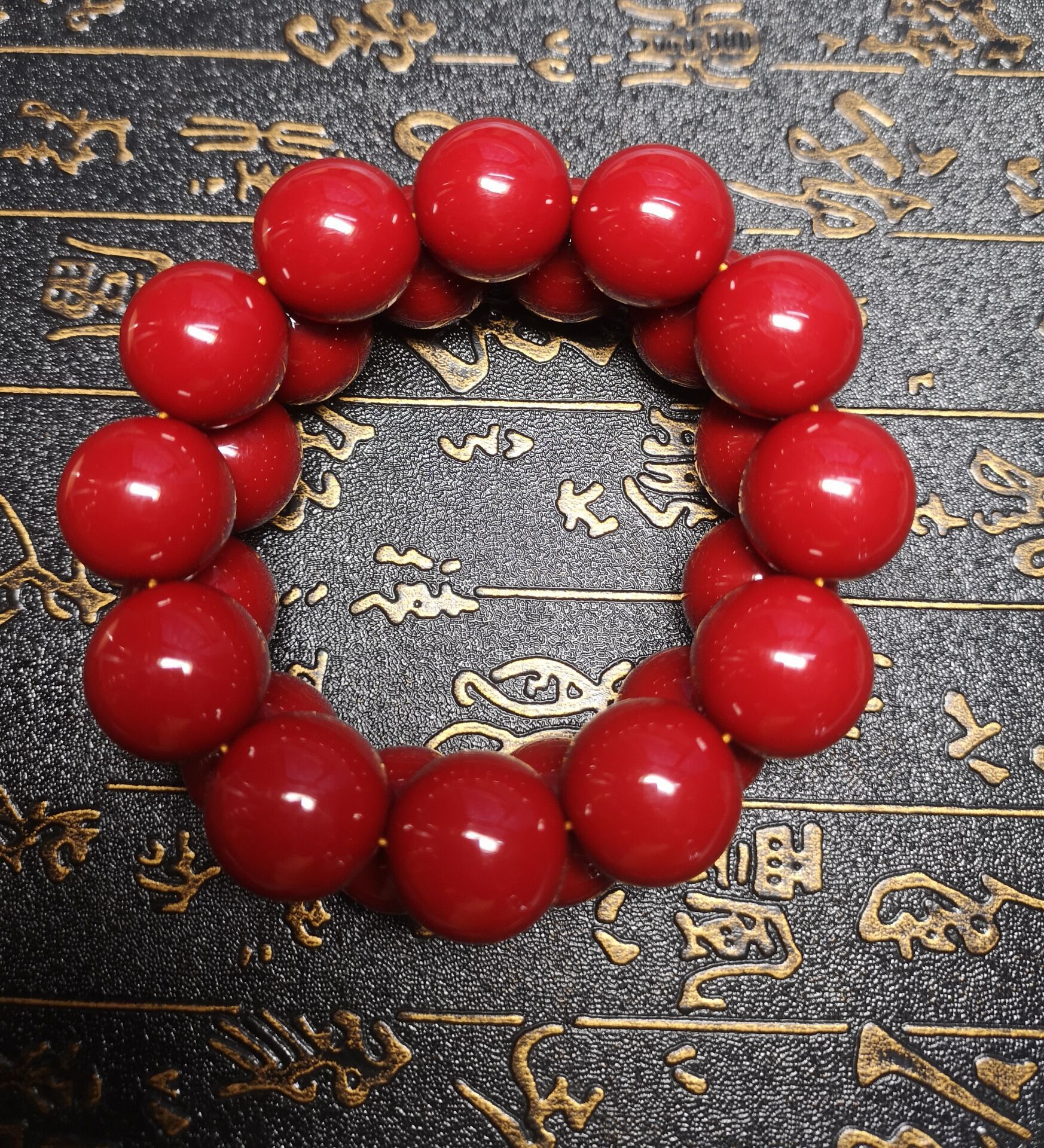 二代阿卡树脂红珊瑚手串合成珊瑚620mm仿红珊瑚拼接阿卡