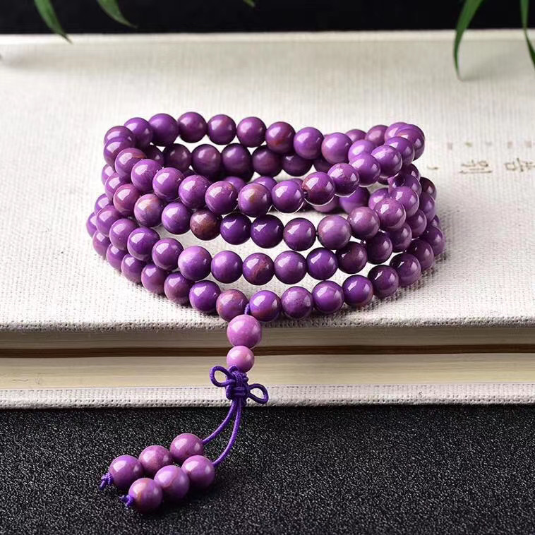 紫云母108颗佛珠6mm佛珠手串优化紫云晶念珠多圈香芋紫四圈手链
