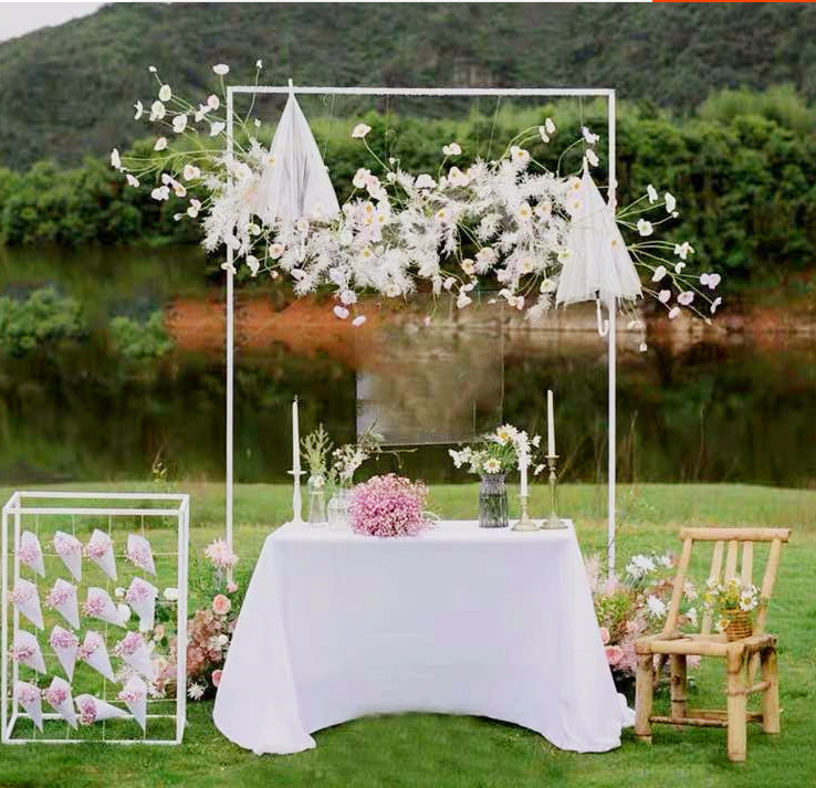 婚庆道具背景架铁艺方形拱门伸缩架婚礼创意舞台摆件背景花架花门