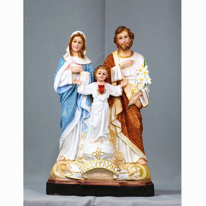 圣家三口像礼品宗教天主教塑像树脂圣物工艺品耶稣教堂桌面摆件