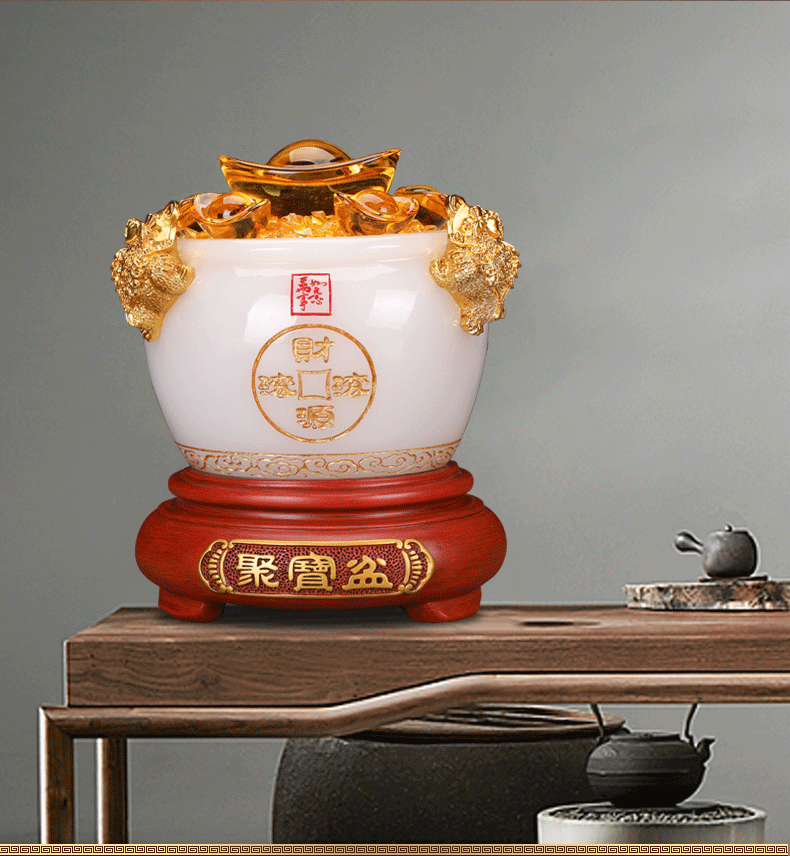 日进斗金聚宝盆招财摆件创意工艺品企业银行保险开业礼品定制批发