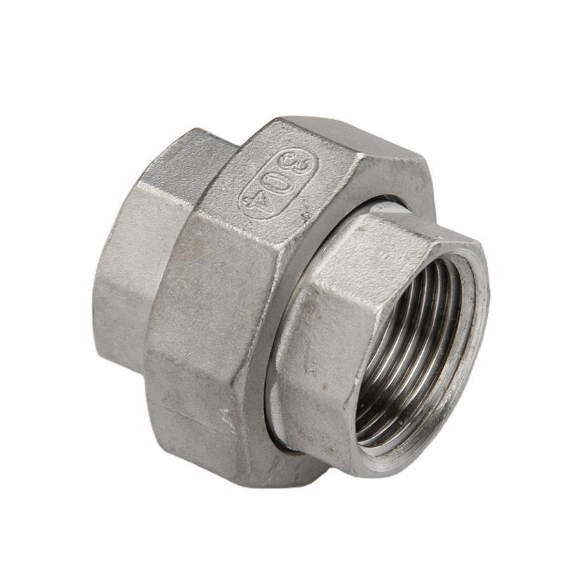 201/304不锈钢内丝活接头双头内牙螺纹水暖管道连接配件4分6分1寸