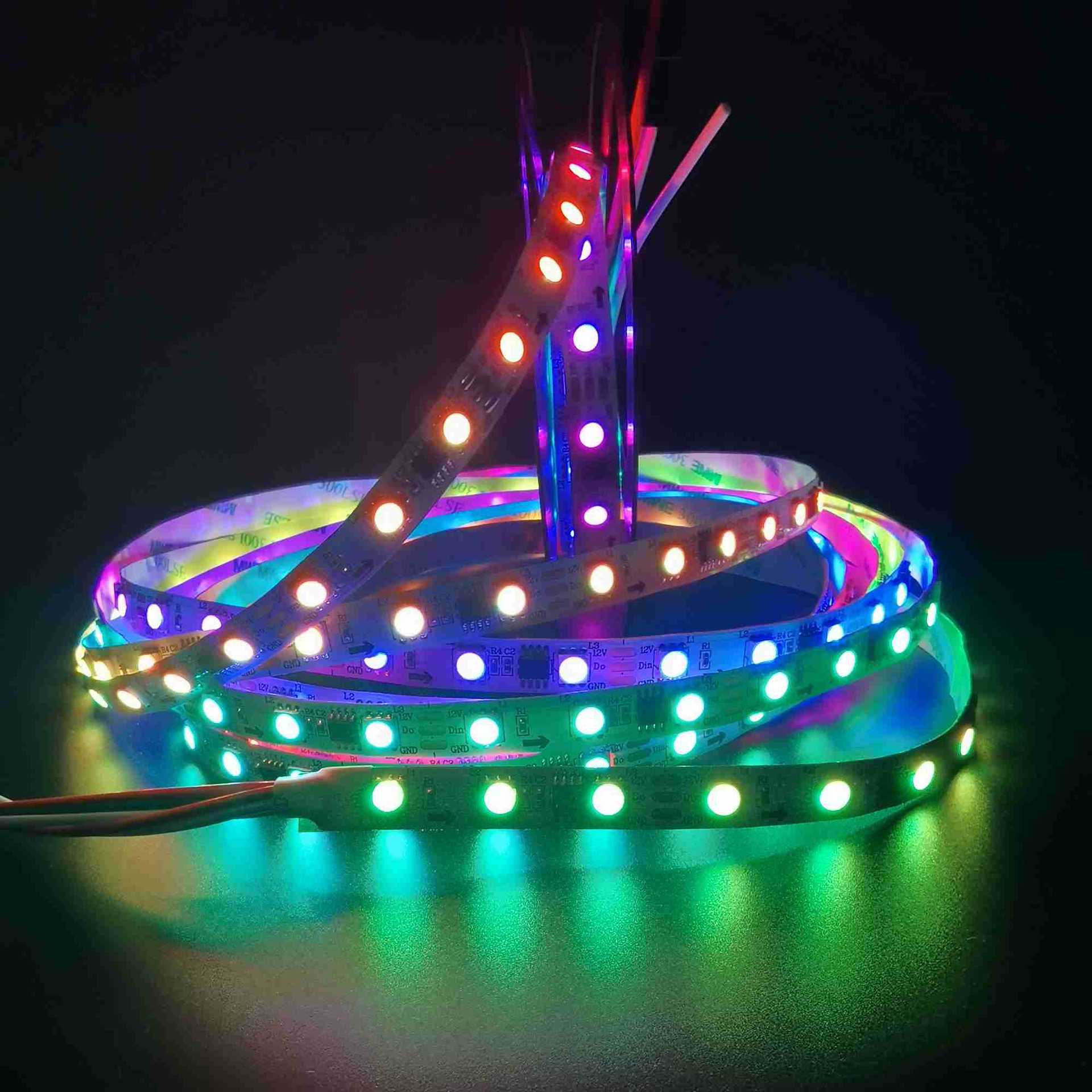 5v usb插头 幻彩跑马灯带 ws2812 可电脑编程控制全彩led软灯条