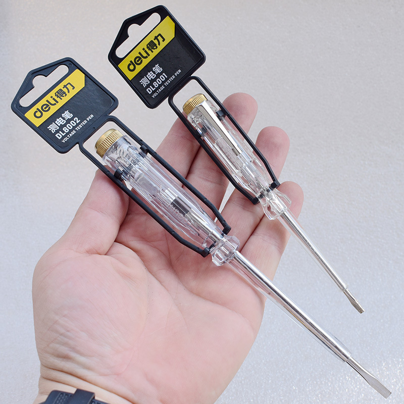 得力工具家用测电笔数显验电笔220v非接触式感应led照明蓝屏夜视1