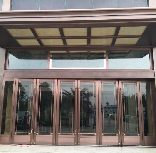 富瑞精典铜门五星酒店六开玻璃铜门厂家纯铜不锈钢仿铜玻璃门定制