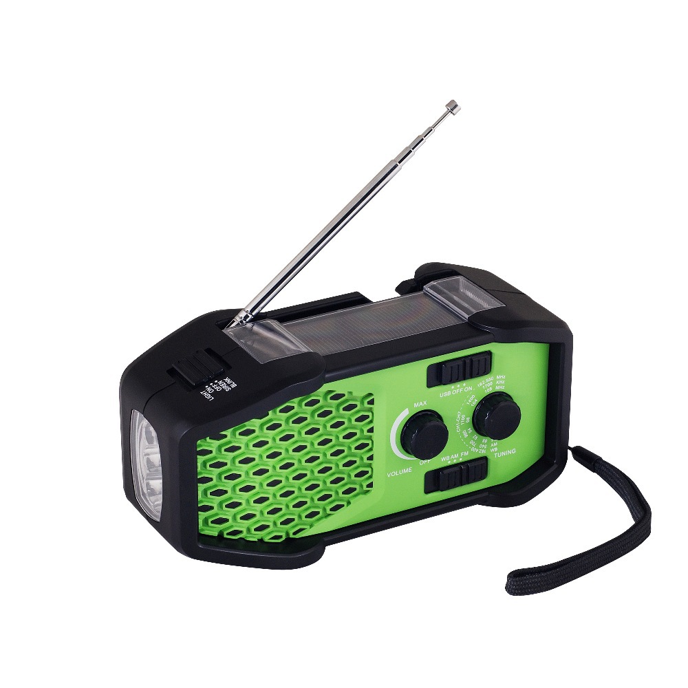 noaa多功能太阳能收音机 手摇发电天气wb收音机
