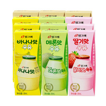 韩国进口奶制品 网红饮料三种口味200ml 宾格瑞香蕉牛奶儿童饮品