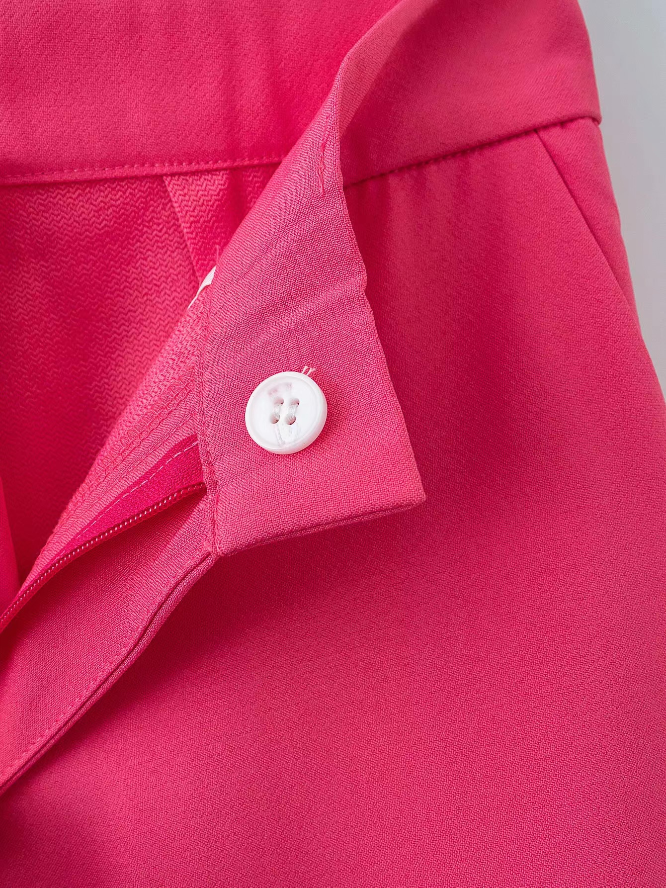 ins热卖气质玫粉西服套装女2021早春新款双排扣西装 高腰阔腿西裤