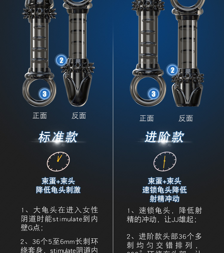 云曼多刺水晶狼牙套男用阴茎套锁精束精延时套环成人情趣性用品