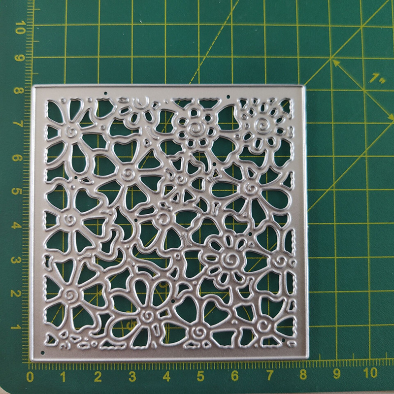镂空花朵图案正方形方框 压花刀模 diy纸艺 碳钢蚀刻刀模