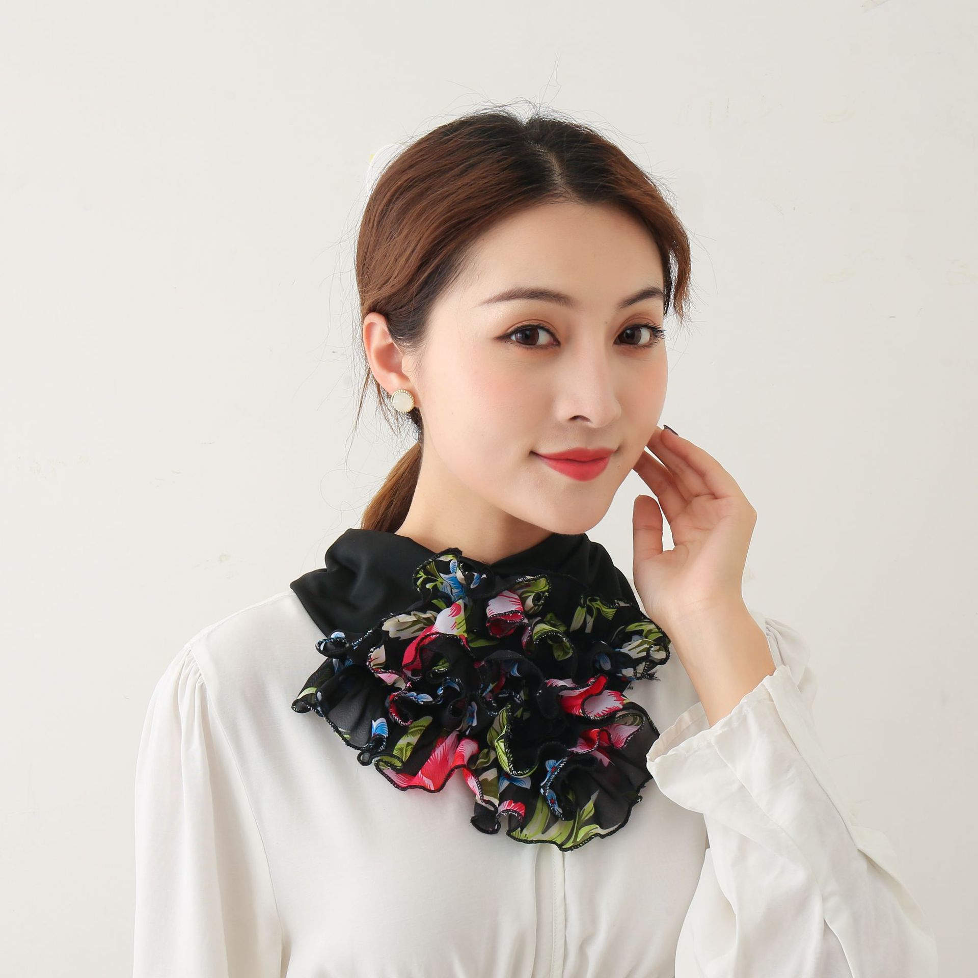 百变围脖领花女套头新款领花百搭脖套花时尚韩版网红脖套假领子