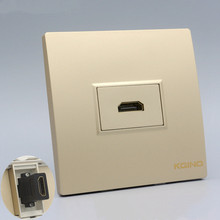 金色86型2.0版高清墙壁插座直插香槟金180°高清HDMI对接墙壁面板