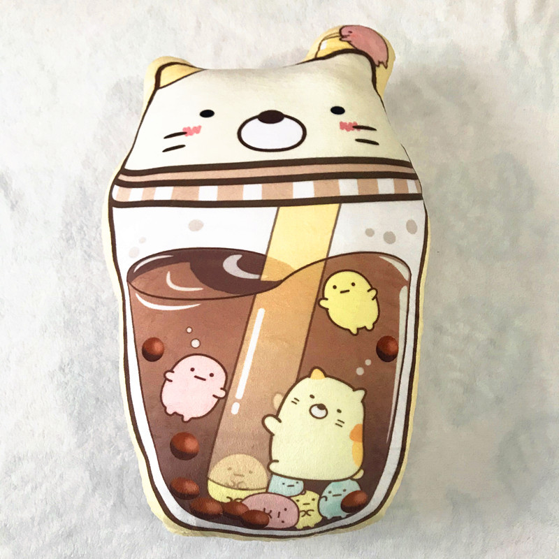角落生物奶茶抱枕白熊猫咪绿企鹅动漫周边毛绒靠垫定制现货批发
