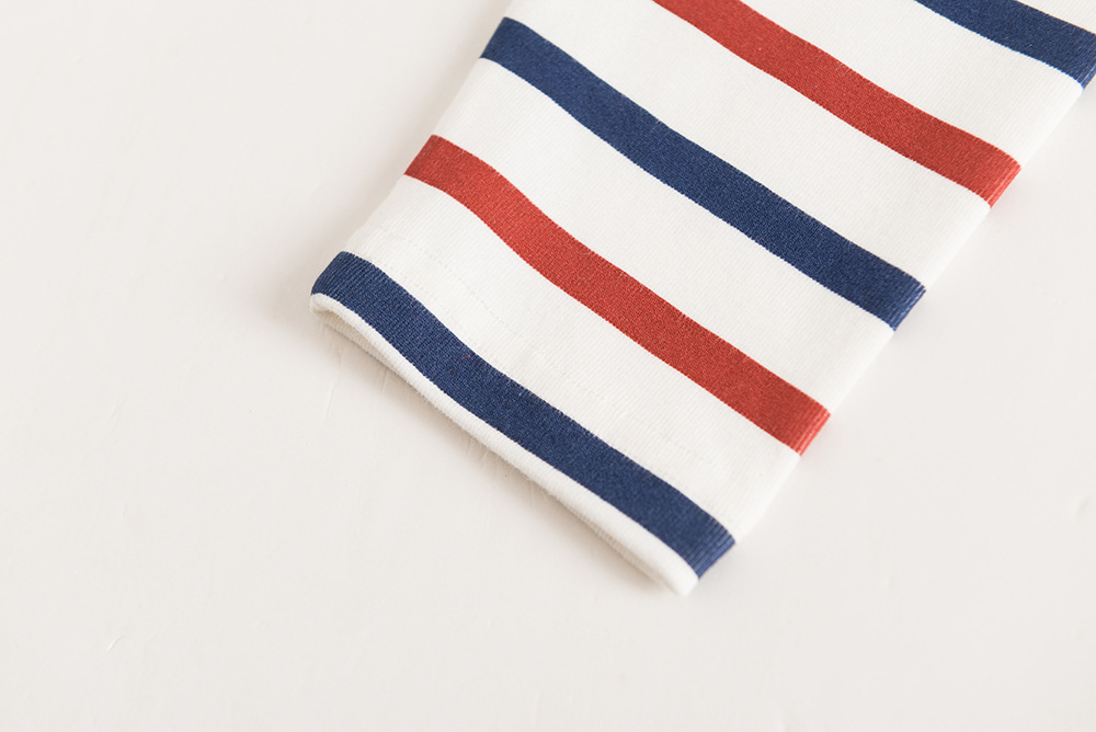 21早秋装ins街拍博主同款海魂衫红白蓝条纹长袖t恤纽扣时尚百搭女