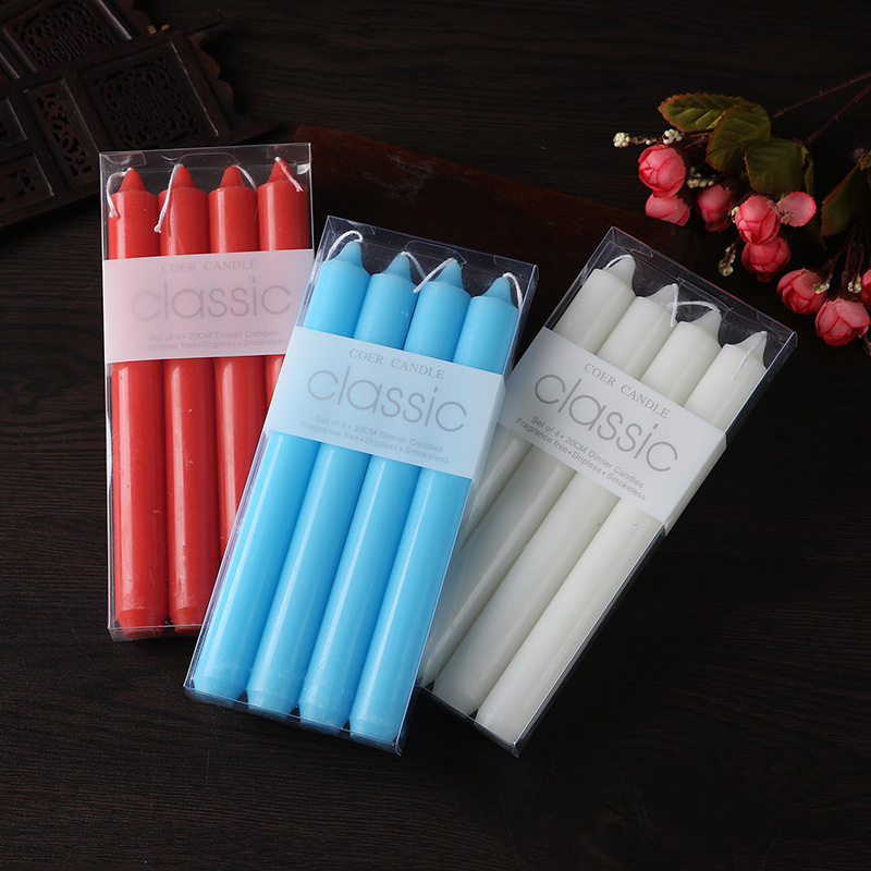 European-Style Classic Red and White Straight Pole Candle Power Failure Emergency Long Brush Holder Candle Romantic Wedding Candlelight Dinner Props Cross-Border