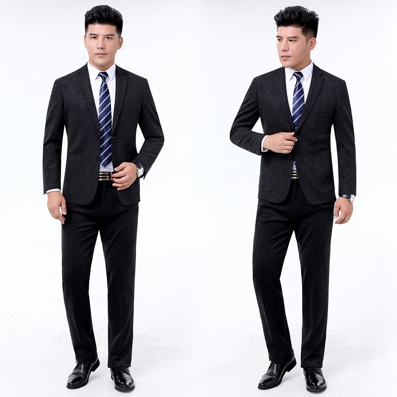 专柜正品羊毛料西服套装男士纯色商务正装职业装领导结婚西装外套