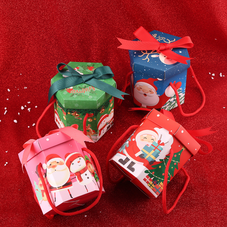 2020新款圣诞节平安果包装盒圣诞苹果礼盒六边圣诞礼品盒批发平安