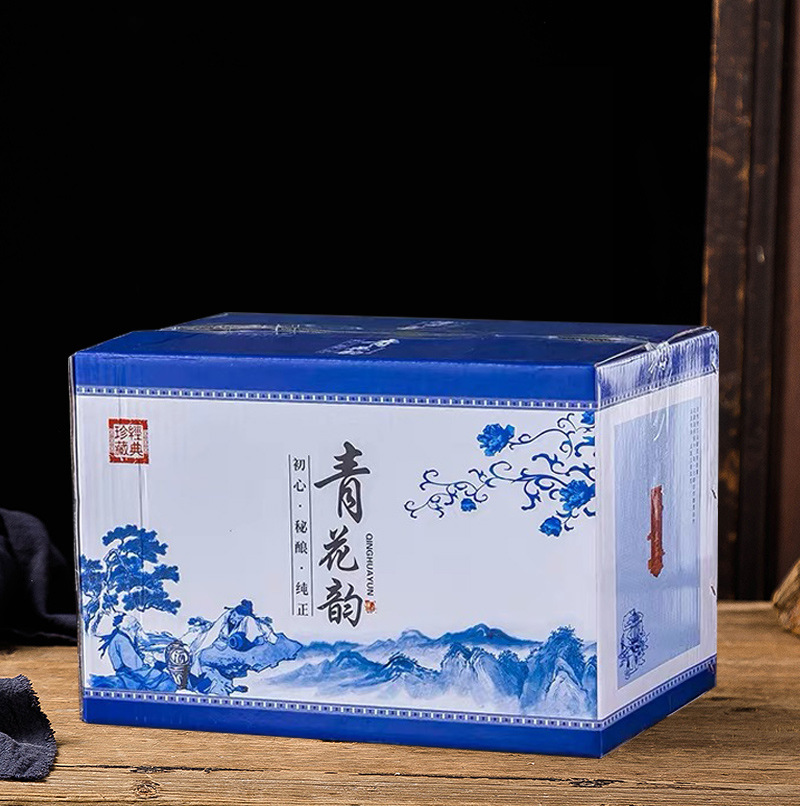 陶瓷酒瓶1斤装景德镇青花瓷瓶子配套6盒装纸箱/1箱装6瓶酒瓦愣纸