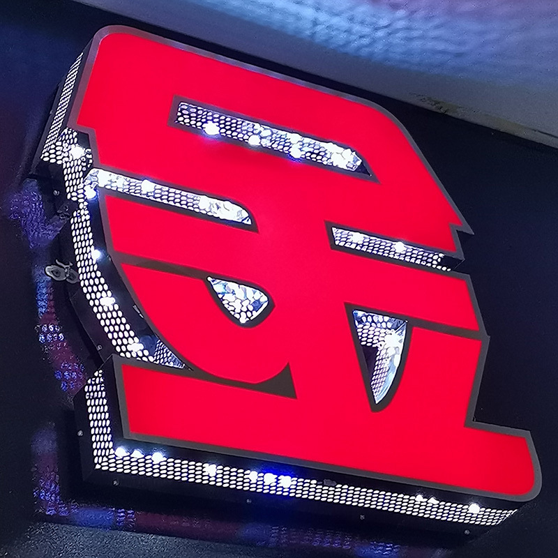 源头工厂制作不锈钢led侧穿发光字 铁艺门头镂空招牌镂空灯箱定制