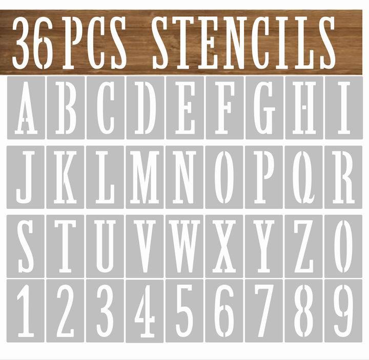 跨境热销36pcs英文字母数字镂空喷绘模板 字母涂鸦墙绘喷绘画模板
