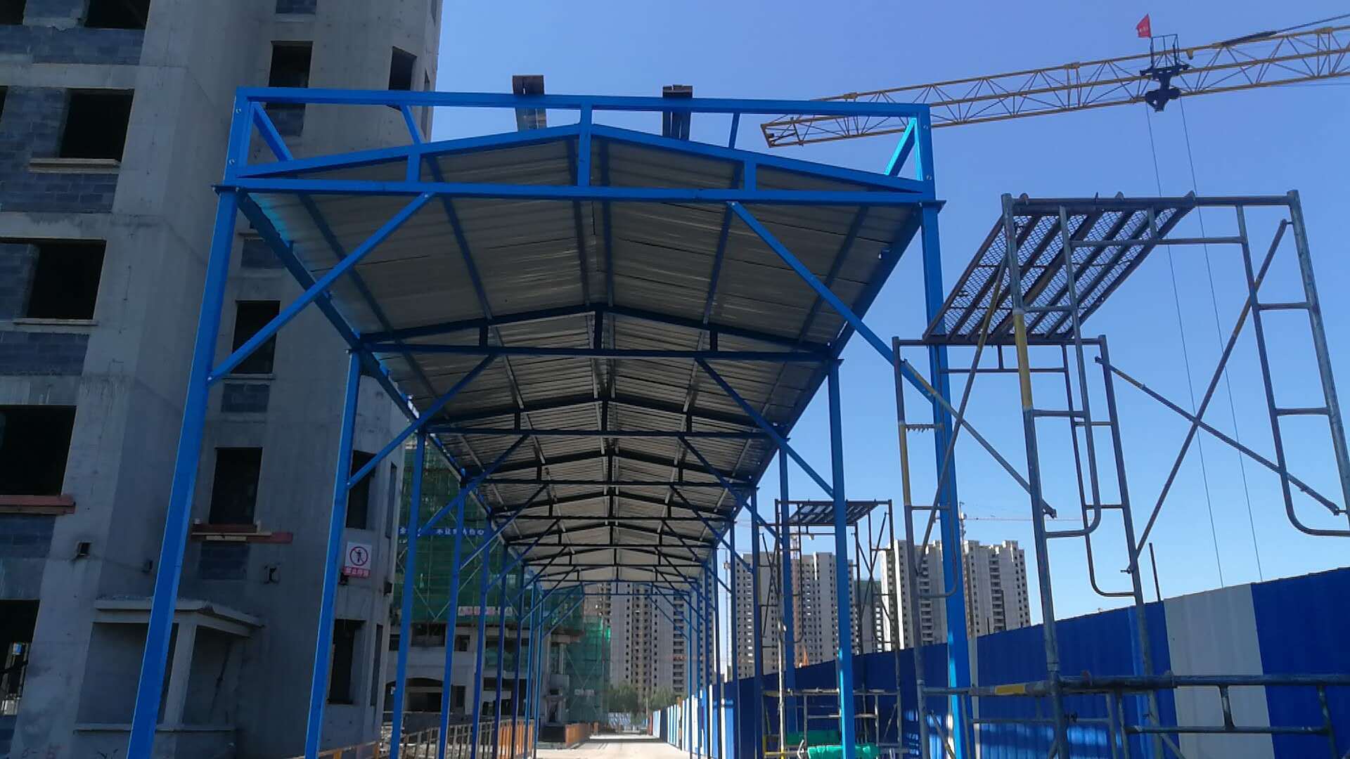 可定制钢筋防护棚 组装式钢筋加工棚 施工安全通道 建筑加工棚