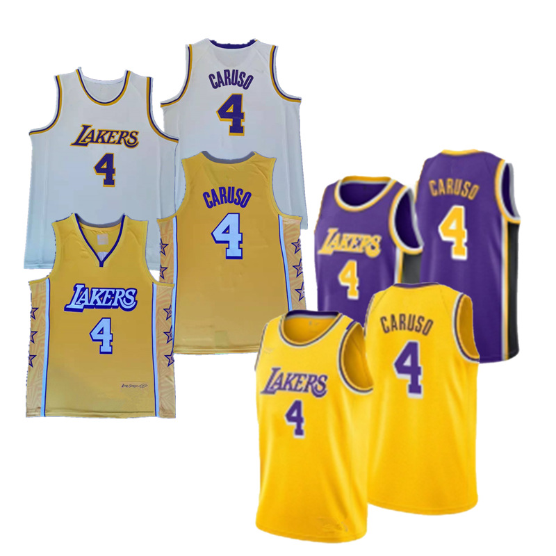 新款湖人队 4 alex caruso 卡鲁索 常规版城市版刺绣紫金球衣外贸