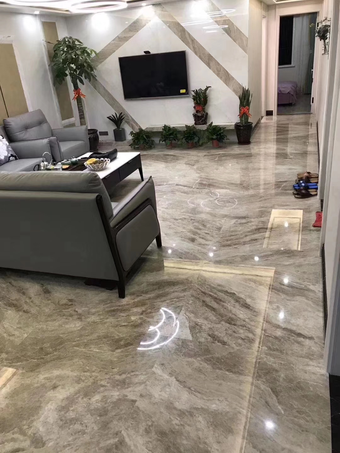 天然大理石板戴安娜灰 台面地板墙身 别墅工程精装背景墙加工定制