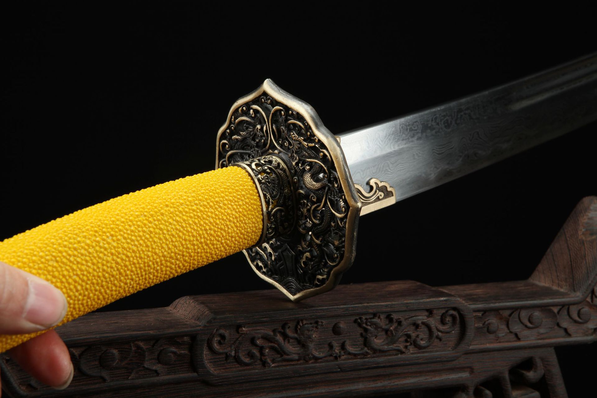 龙泉华影刀剑花纹钢烧刃清刀手工锻打绣春刀影视宝剑冷兵器未开刃