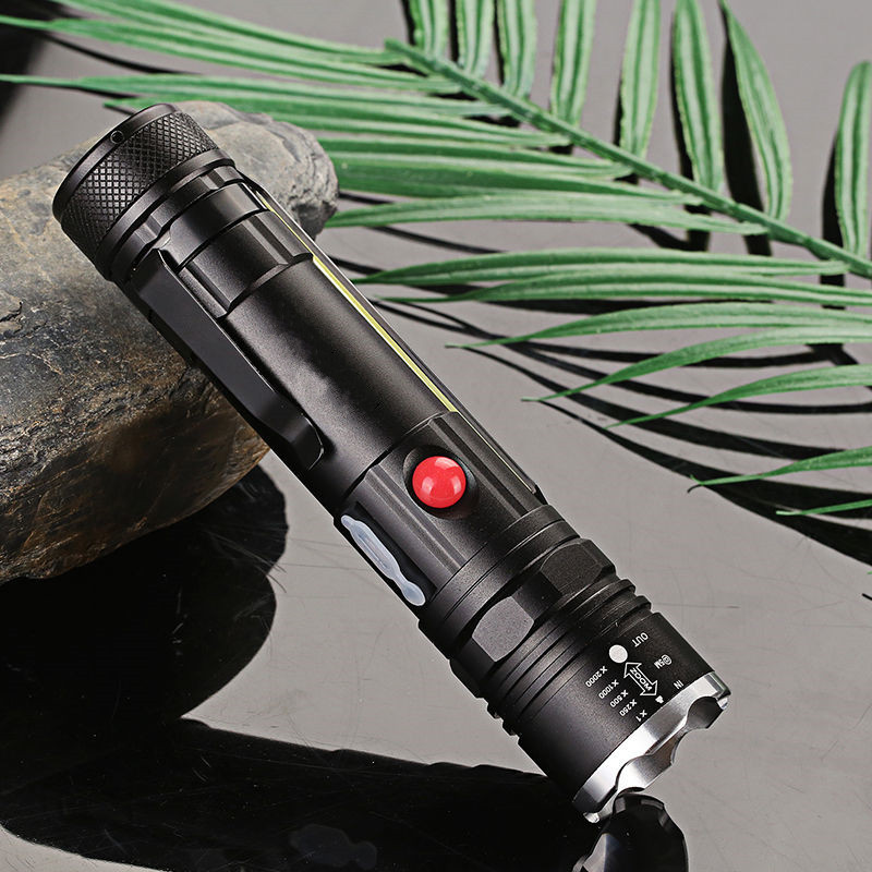 直充强光手电筒可充电远射变焦超亮迷你学生usb接口cob磁铁工作灯