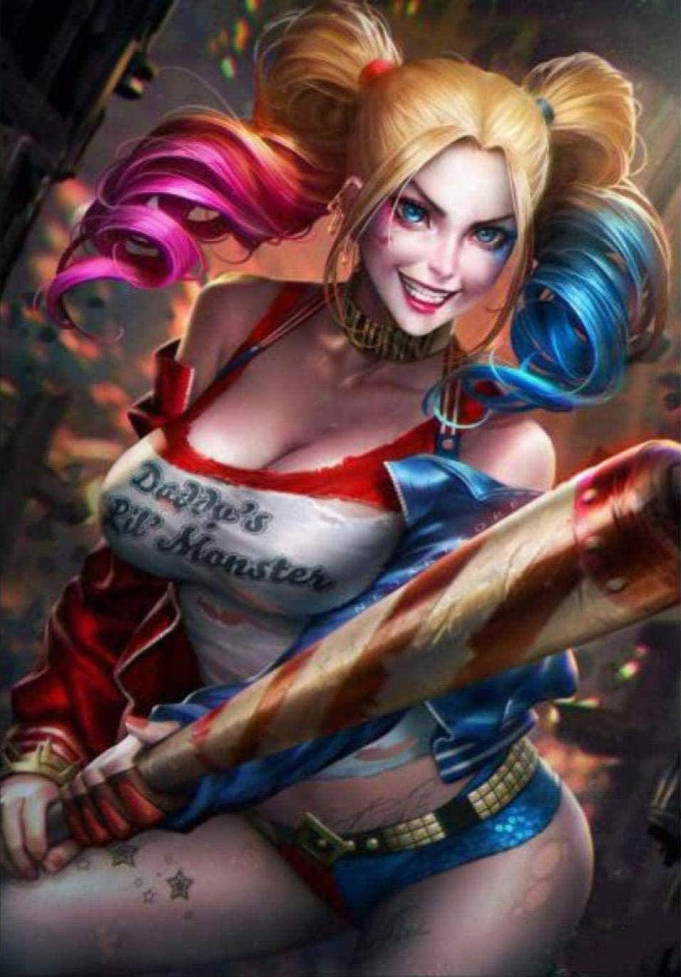 棒球女萝莉彩色红绿金发美女人物钻石画