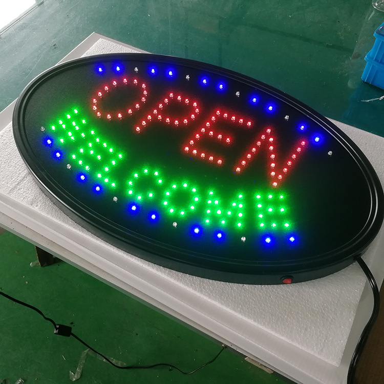 厂家直销广告灯牌 led open sign 23 14 inch草帽pvc 出口欧美
