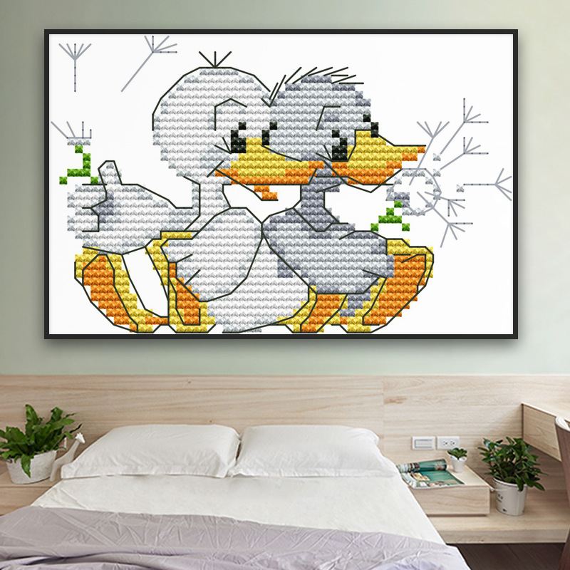 nkf,joysunday十字绣新款印花免看图纸印花印布 两只小鸭子批发