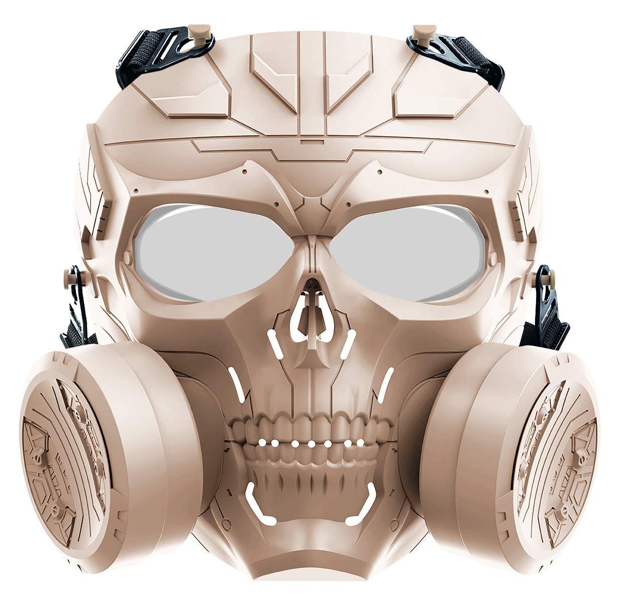 生化机械骷髅风扇面具 万圣节户外运动双风扇排汗面罩