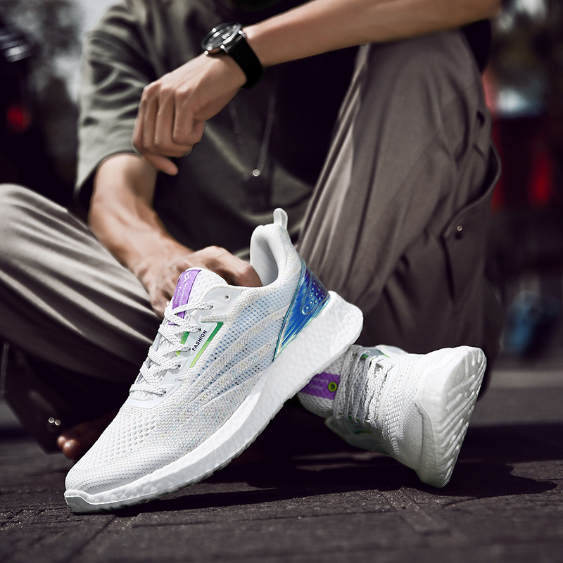 2021潮流帆船鞋原宿风新款主推网面飞织平底休闲飞织潮鞋休闲男鞋