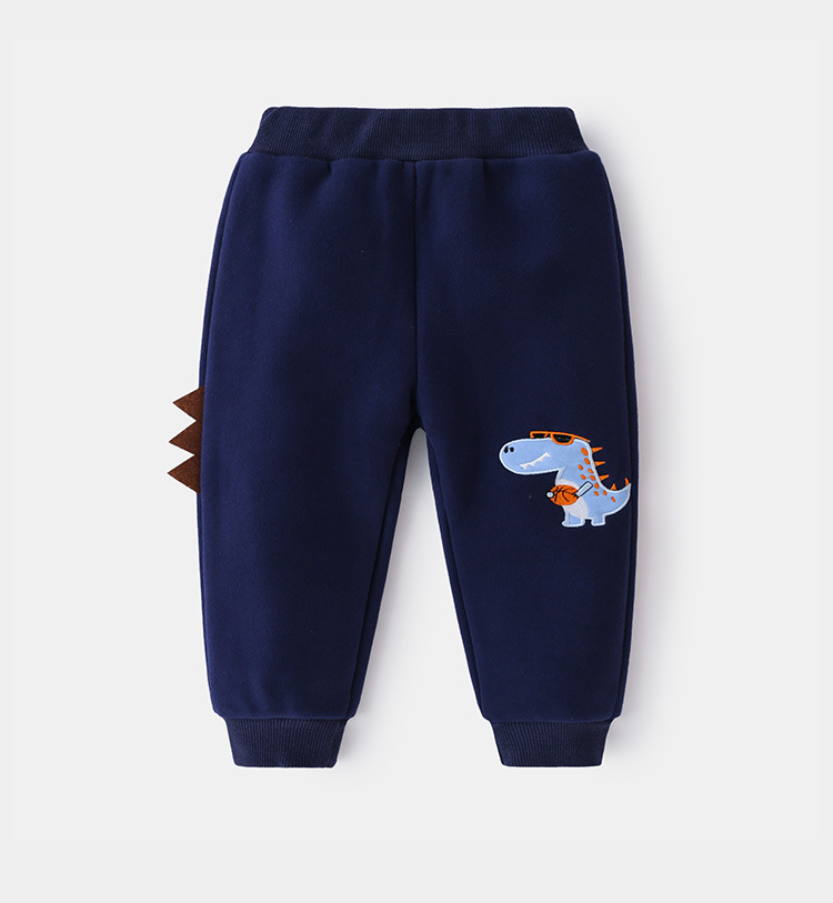 休闲外穿男童裤子 厂家供应男孩童绣恐龙裤子 韩版时尚运动裤子