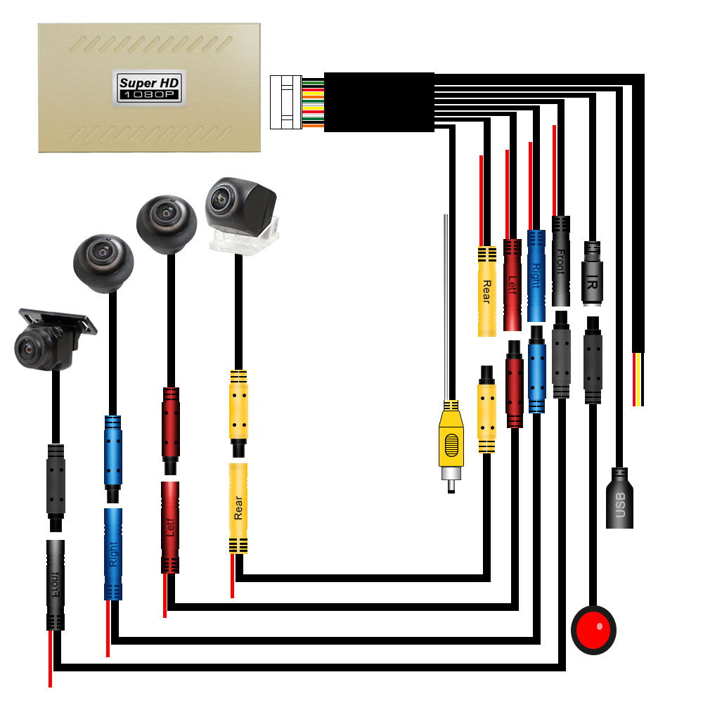 跨境360度全景行车记录仪2d星光夜视摄像头无缝泊车辅助系统