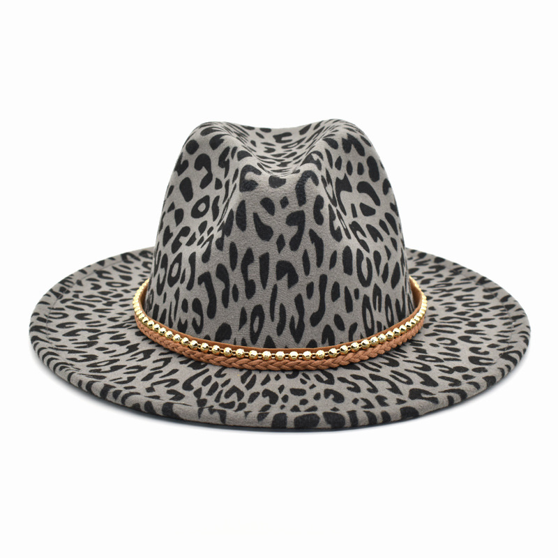 男新款豹纹时尚绅士帽爵士帽欧美赌徒帽复古礼帽舞台帽巴拿马帽