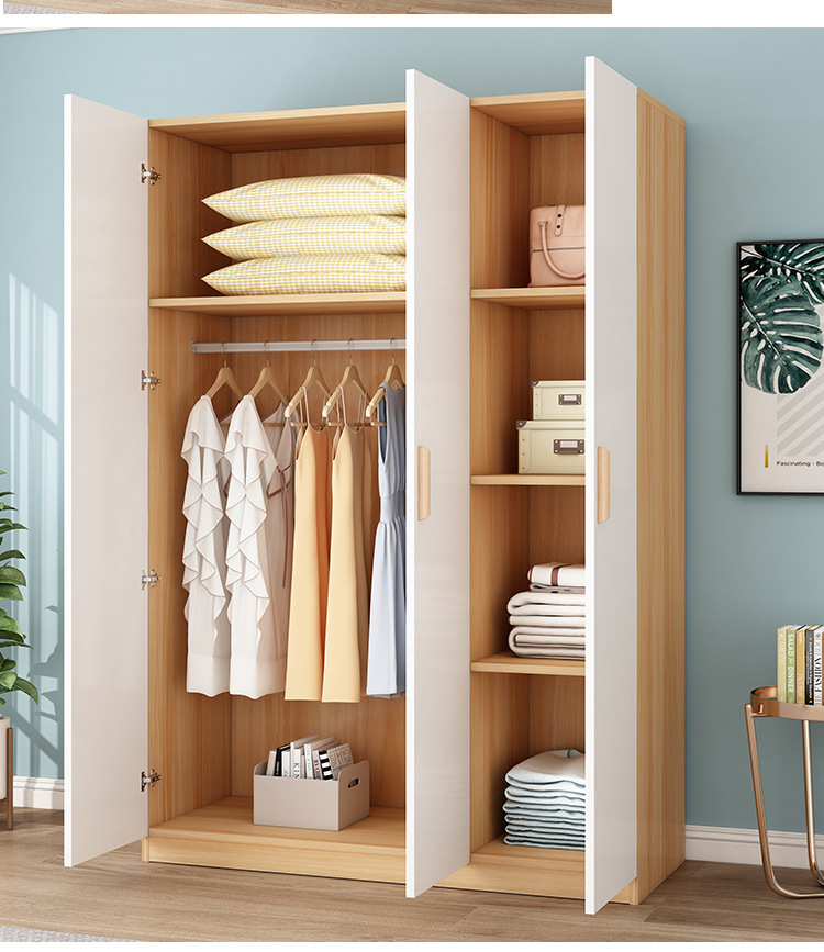现代简约衣柜出租房经济型组装挂衣橱简易实用木板式家用卧室柜子