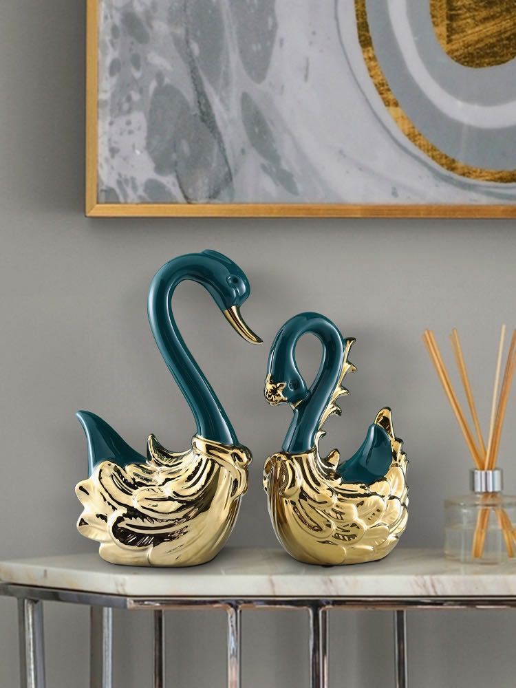 Creative Swan Nordic Crafts American Home Soft Decoration Living Room Hallway TV Cabinet Wine Cabinet Decoration Gift