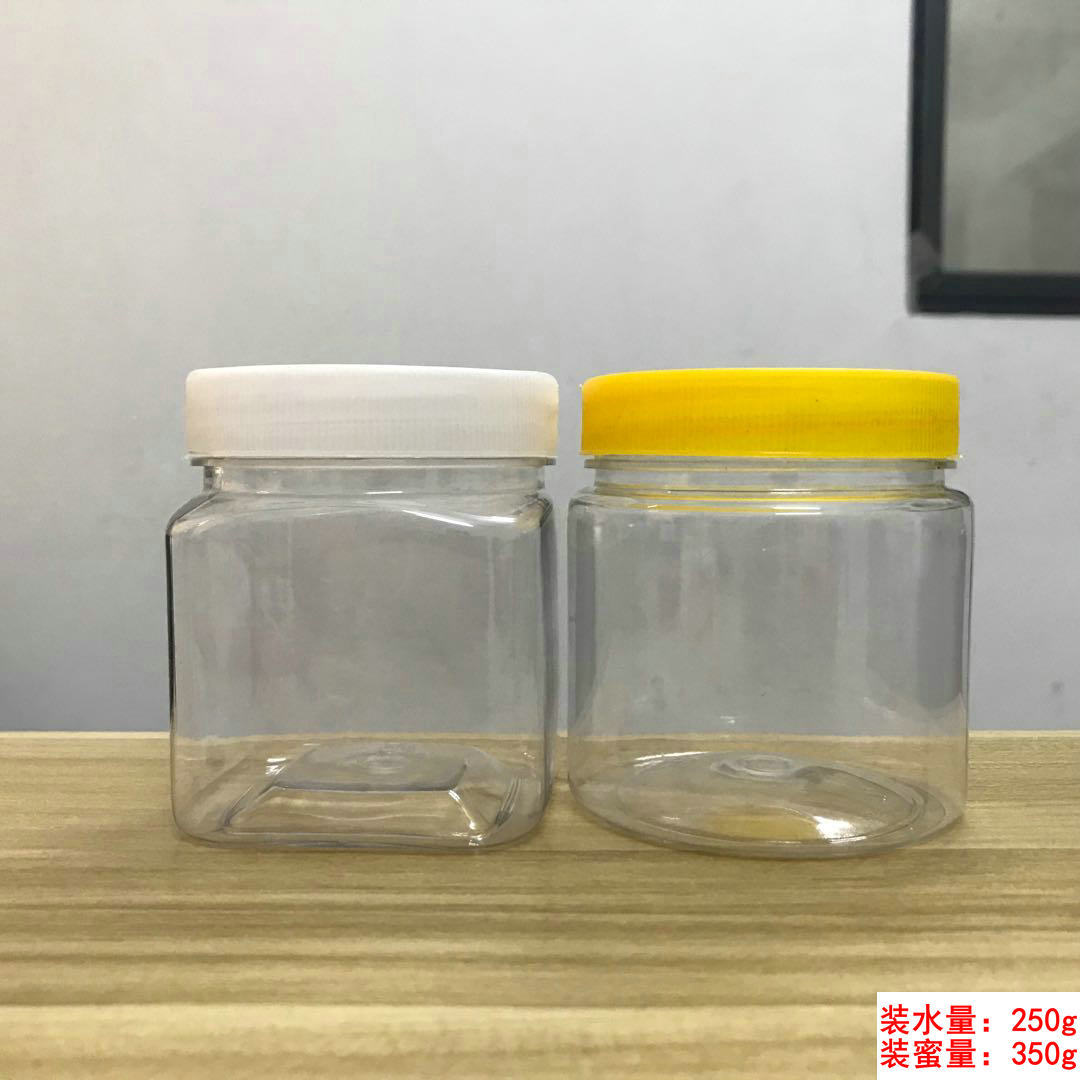 批发350g蜂蜜瓶 透明塑料瓶食品罐酱菜桶 带盖pet蜂蜜塑料包装瓶