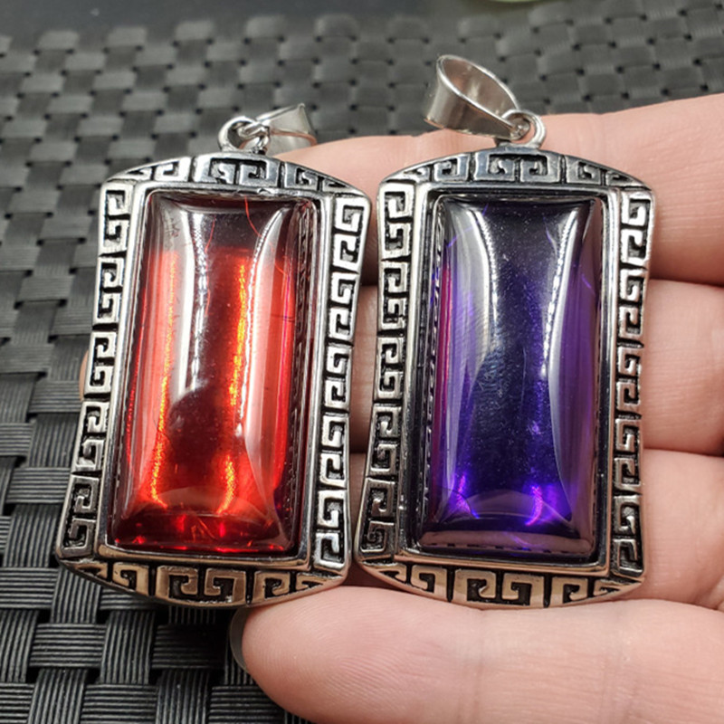 尺寸约30*50毫米价格便宜冰种锆石牌挂件鸡血红锆石无事牌吊坠复古宝