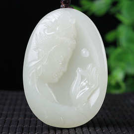 和田玉观音头像吊坠