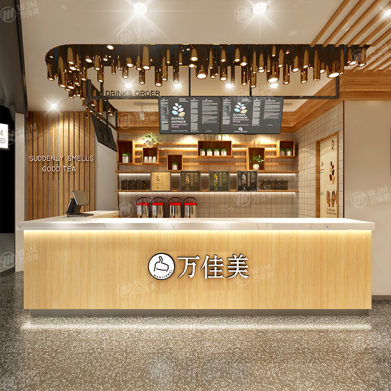 益禾堂同款奶茶店吧台收银台甜品咖啡厅前台水吧台柜创意商用店铺