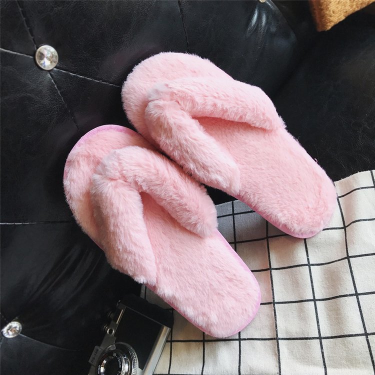 2023 Spring/Summer New Warm Korean Style Fashion Fur Hyoma Women's Flat plus Size Casual Flip Flops One Piece Dropshipping