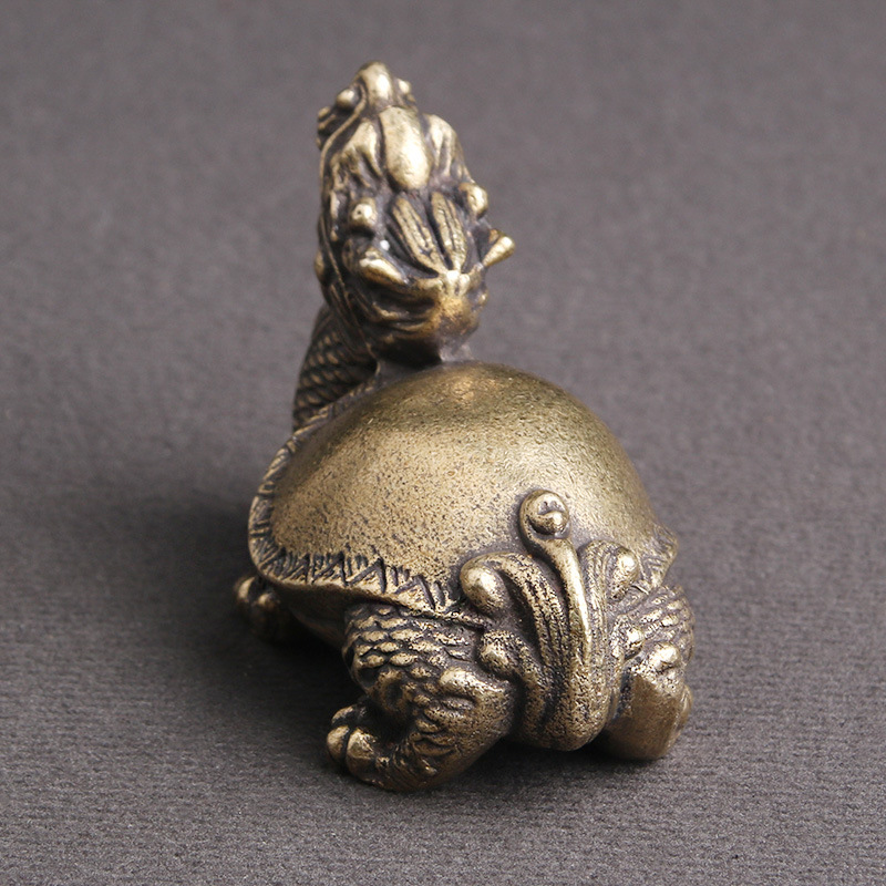 黄铜做旧大号龙龟霸下桌面摆件居家招财风水摆饰茶宠工艺礼品批发