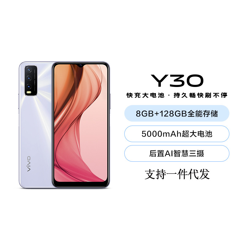 vivo y30 新款全网通4g智能手机 5000毫安 侧边指纹 官方vivo批发