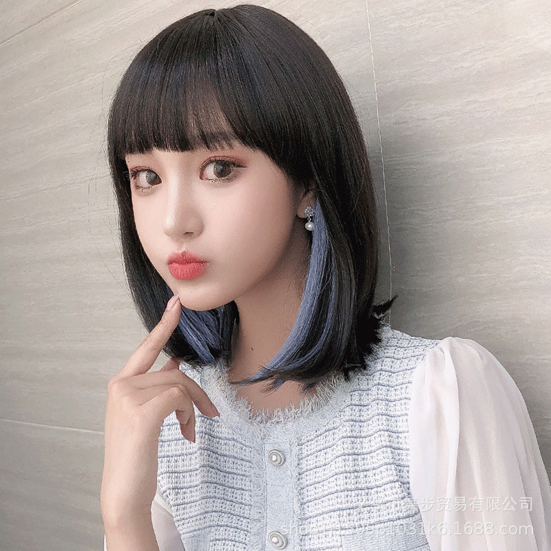 假发女长发 时尚漫画刘海挂耳染烫高温丝中长发假发 厂家直销