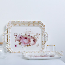 欧式茶盘托盘家用长方形水杯茶杯托盘客厅放杯子的托盘水果托盘
