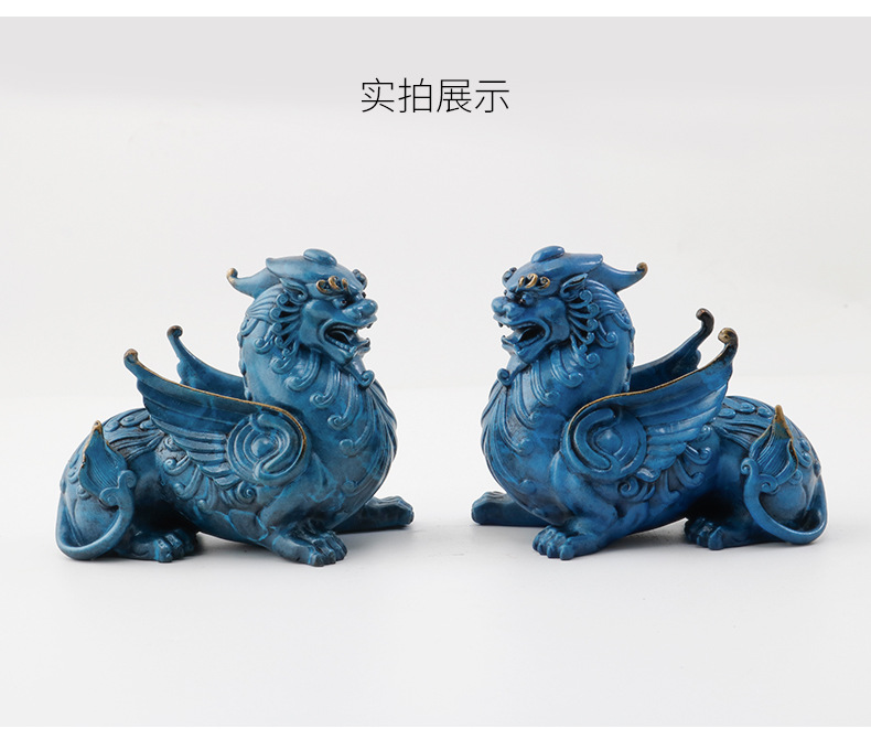 纯铜嘲风摆件开业送礼招财貔貅客厅玄关办公室桌面酒柜装饰铜摆件