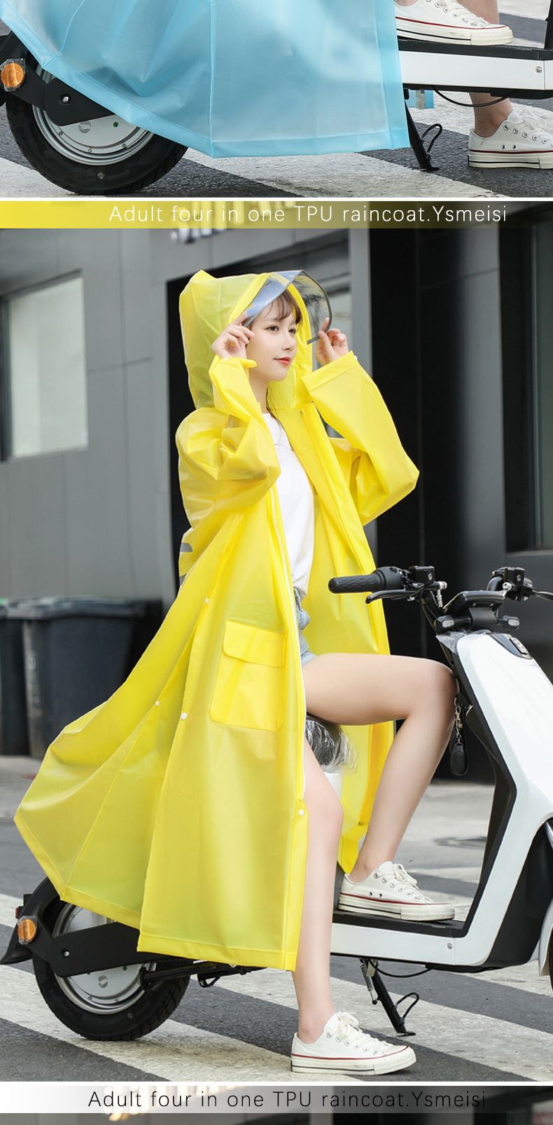 tpu雨衣女徒步全身长款加长中学生背包电动摩托车雨披男加厚出口